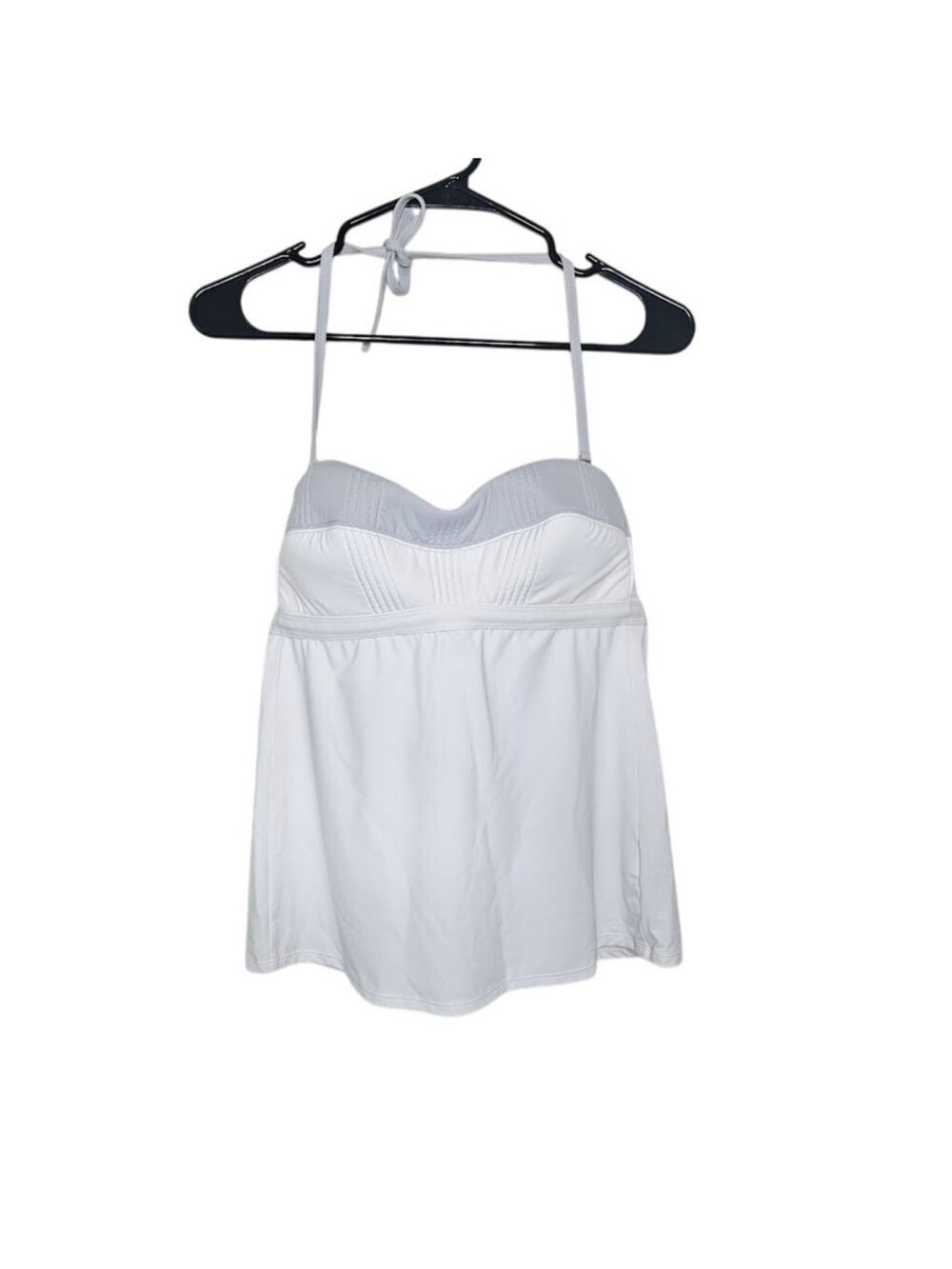 Athleta white and gray halter tankini top swim removable strap’s size MEDIUM